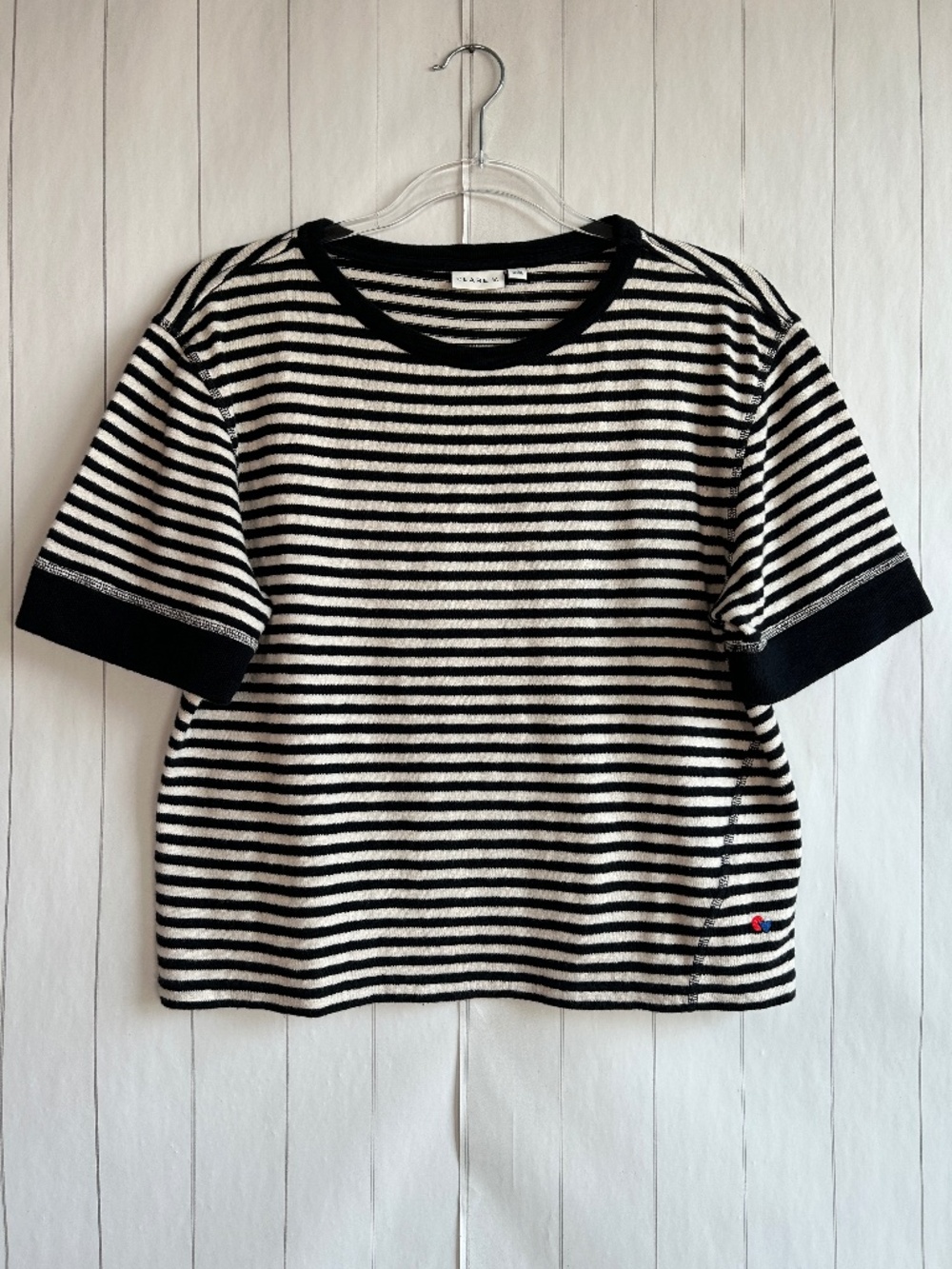 Clare V size M Le Bateau tee shirt white black stripe boxy cotton crewneck